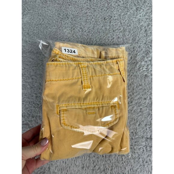 True Religion Mens Yellow Cargo Comfort Shorts Size 28 With Drawstring & Pockets - Picture 10 of 10